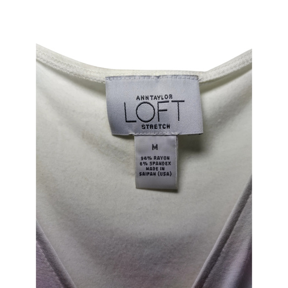 Ann Taylor Loft Womens Flutter Sleeve V-neck Stretch Blouse Cream Size Medium - Picture 13 of 13